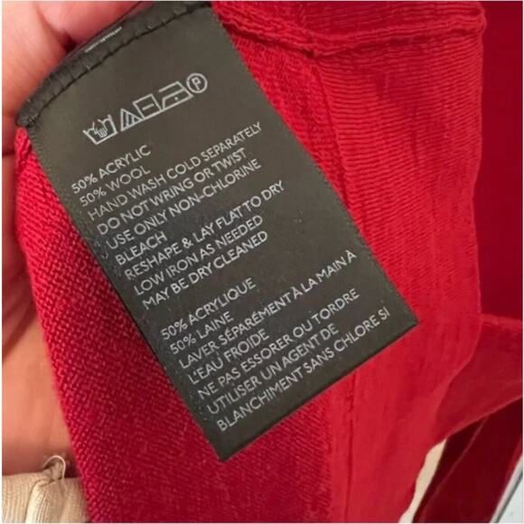 Anthropologie Moth Red Wool Ruffle V-Neck Sweater - Picture 7 of 9